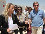 Dominique Hyde, UNICEF Jordan Representative and Štefan Füle visiting the Zaatari camp for Syrian refugees