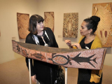 Commissioner visits the Aboriginal art exhibition at the National Gallery of Australia with senior curator Franchesca Cubillo, Canberra