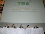 Keynote speakers at the TRA Conference, from left to right, Mr Jan Hendrik Dronkers, Director-General, Rijkswaterstaat; Mr. Jean-Pierre Loubinoux, UIC Director; Mr. Nevio Di Giusto, CEO Fiat Research Centre, Commissioner, and Mr. Andras Siegler, Director of the Transport Directorate, DG Research & Innovation
