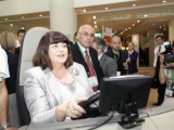 Commissioner investigates some of the exhibits on show at the Transport Research Arena Conference 2012