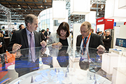 Commissioner and MEP Jo Leinen (on the left) at the Hannover Messe 2013, pictured at the joint stand 'Hydrogen & Fuel Cells', Hannover, 11 April 2013, © DMAG, 2013