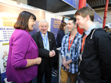 Commissioner, Dr Tony Scott, one of the founding fathers of the Young Scientists Exhibition, together with Eric Doyle & Mark Kelly from Synge Street CBS Dublin, winners of last years BTYSE and EUCYS