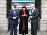 Sean Sherlock, Minister of State, Department of Enterprise, Jobs & Innovation and Department of Education & Skills with responsibility for Research & Innovation, Commissioner, and Mark Ferguson before the Conference in Dublin Castle