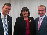 From left to right: Irish Ambassador to Belgium H.E. Éamonn Mac Aodha; Commissioner Máire Geoghegan-Quinn; Micheál Ó Conchúir, Coiste Seachtain na Gaeilge