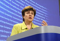 Commissioner Georgieva at the press conference in Brussels © EU