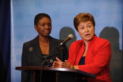 Commissioner Georgieva and UGS Amos at their last meeting during the UN General Assembly in New York © EU