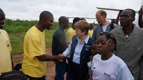 La commissaire Georgieva et Laurent Fabius en visite en République centrafricaine