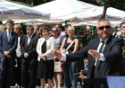 Commissioner Georgieva in the garden of the National Theatre, listening to Ode to Joy performed by students © EU