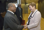Handshake between Diango Cissoko and Kristalina Georgieva (in the foreground, from left to right) © EU