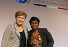 Kristalina Georgieva (left) and Julienne Lusenge from the DRC, President of Sofepadi (Female Unity for Peace and Overall Development ) © Frédéric de la Mure - MAE