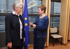 Margareta Wahlström, représentante spéciale du secrétaire général des Nations unies pour la réduction des risques de catastrophes (g.) et Kristalina Georgieva