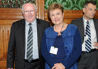 Tom Clarke MP, on the left, and Kristalina Georgevia at CAFOD meeting (Catholic aid agency for England and Wales)