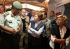 Kristalina Georgieva, in the center, visits Al-Zaatari Refugee Camp for Syrian refugees, accompanied by the Foreign Minister of Italy Emma Bonino, on the right