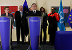 from left to right: Kristalina Georgieva, Anthony Lake, Executive Director of the Unicef (United Nations Children's Fund), António Guterres, United Nations High Commissioner for Refugees, (hidden), José Manuel Barroso, Ertharin Cousin, Executive Director of the United Nations World Food Program (WFP) and Valerie Amos, UN Under-Secretary General for Humanitarian Affairs and Emergency Relief Coordinator