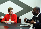 Commissioner Georgieva with Cameroonian Minister Delegate to the Minister of Territorial Administration and Decentralization in charge of Regional and Local authorities