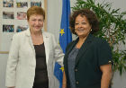 Commissioner Georgieva is pictured here with Hiroute Guebre Sellassie, new UN Envoy to the Sahel region.