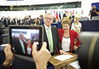Commissioner Georgieva attending the European Parliaments vote on the new European Commission college led by President Juncker. The parliament voted in favour of the college by 423 votes to 209 against.