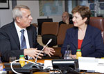 Commissioner Georgieva discussing with Préfet Jean Pierre Kihl, Director General of France's civil protection © EU