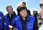 (From left to right) Vladimir Vlcek, Per R. Grim, CBRN expert and Kristalina Georgieva listening to a local woman talk about her experiences, 25/03/2011 © EU