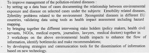 Aims of the project : AREHNA - Awareness Raising about Environmental Health among Non-expert Advisors