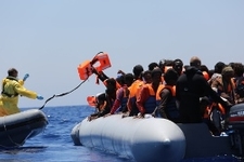 People being rescued in the Mediterranean
