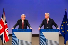 David Davis, British Secretary of State for Exiting the European Union, to the EC, with Michel Barnier, Chief EU Negotiator