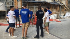 Young volunteers working on an earthquake site in Norcia, Italy