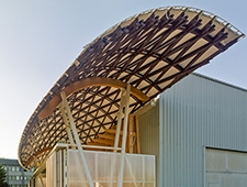 Gridshell rooftop on PEMADE building in Spain.