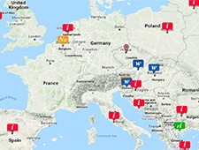 Map of LIFE information day events in Europe.