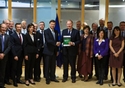 Group photo in the presence of Valdis Dombrovskis, Christian Thimann, Daniel Calleja Crespo at the ceremonial handover/sign-off of the High-Level Expert Group report on Sustainable Finance. © European Union, 2018