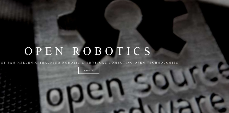 Part of the robotics website, showing the words open source hardware