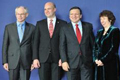 Herman Van Rompuy, Sveriges statsminister Fredrik Reinfeldt, Kommissionens formand José Manuel Barroso og Catherine Ashton