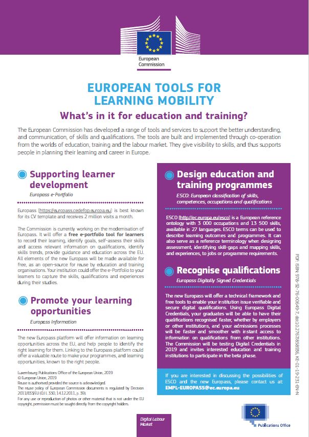 European tools for learning mobility – What’s in it for education and training?