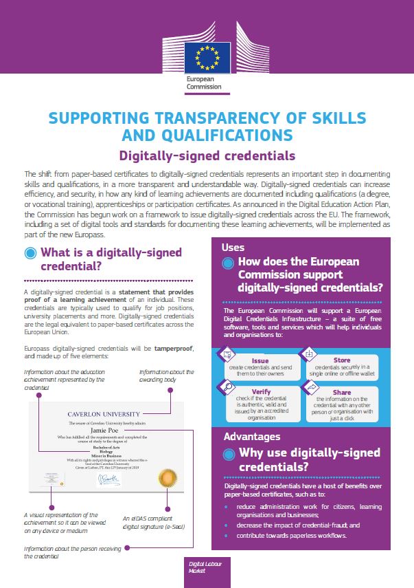 Supporting transparency of skills and qualifications – Digitally-signed credentials 