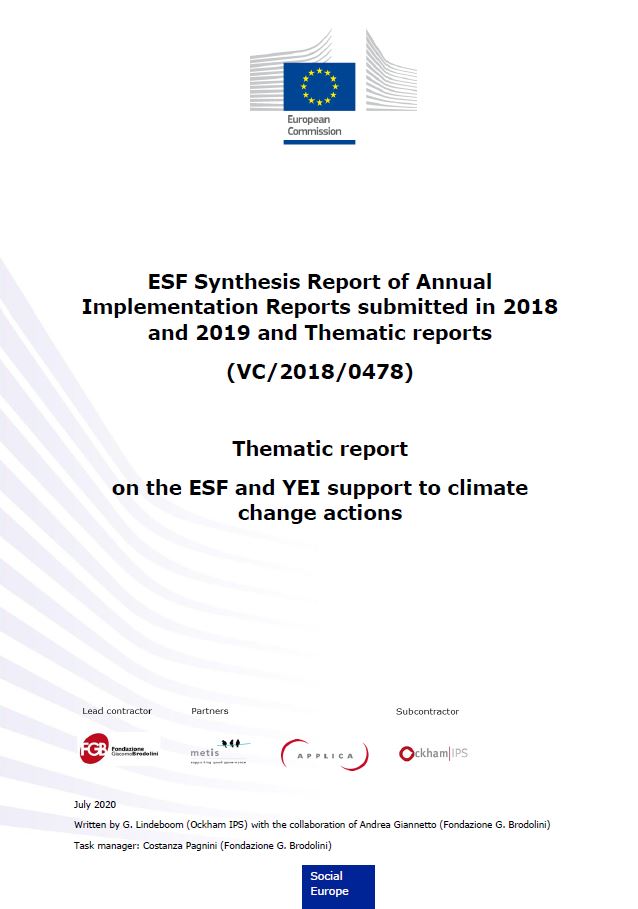 Thematic report on the ESF-European Social Fund and YEI-Youth Employment Initiative - support to climate actions