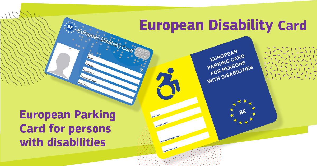 Illustration of the European Disability Card and the European Parking Card for persons with disabilities