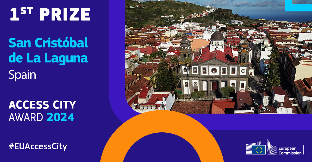 Bannière montrant le lauréat de l’Access City Award 2024, San Cristóbal de La Laguna, Espagne