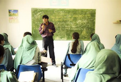 Teacher talking to his students in North Pakistan