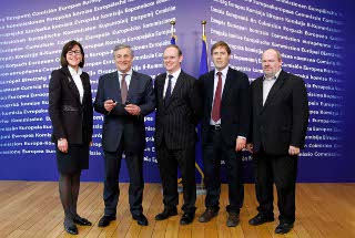 08/02/11 - Bridget Cosgrave, VP Antonio Tajani, David Happy, Peter Harrison and Lars Nielsen © Thomson Reuters