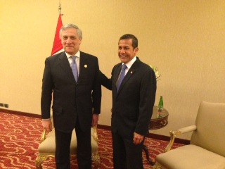 11/03/14 - Tajani with President of Perú Ollanta Humala in Chile © European Union