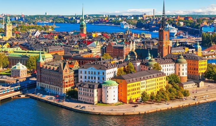 Picture of a swedish city on the waterfront 