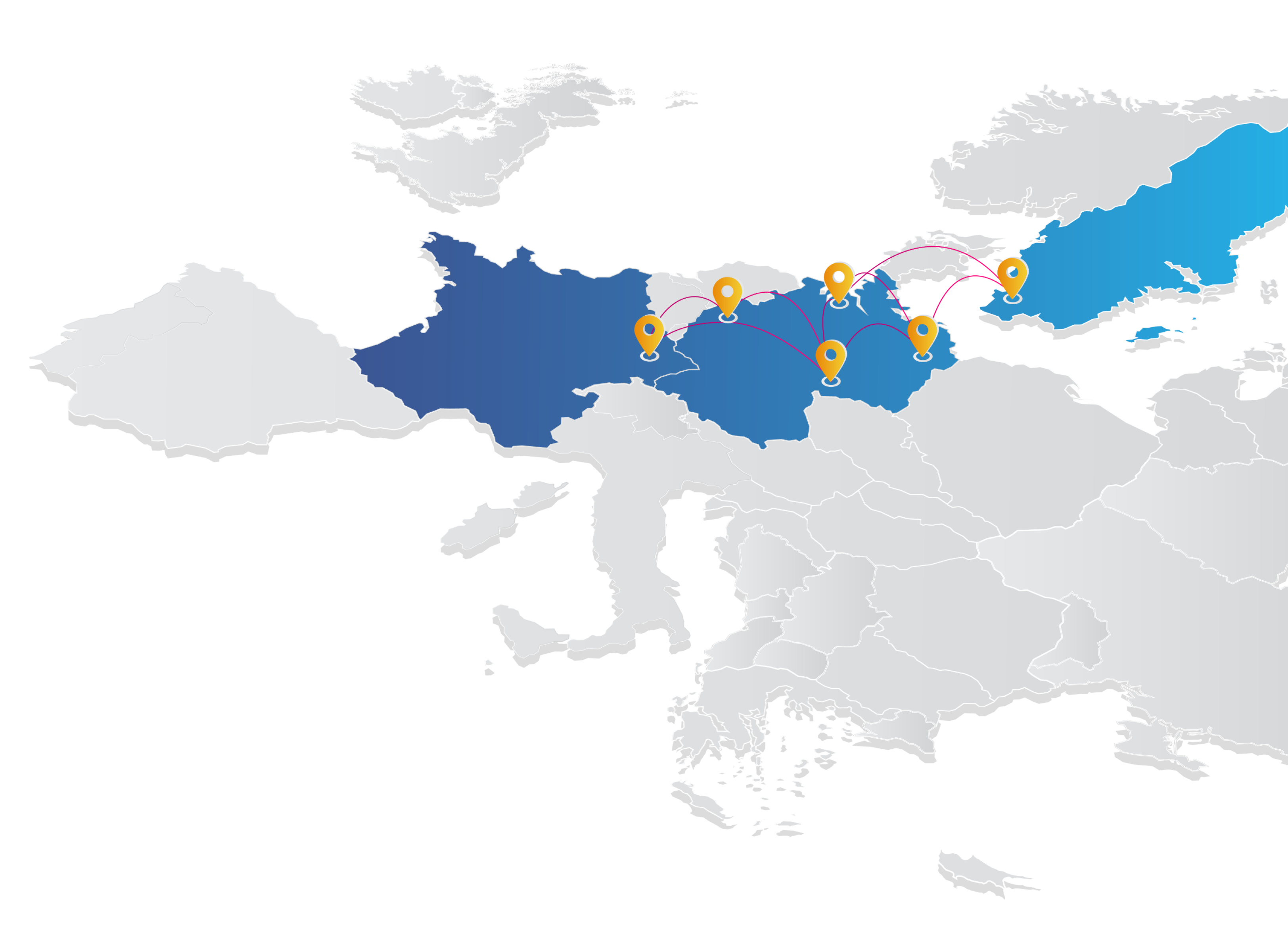 Map of europe with participating countries