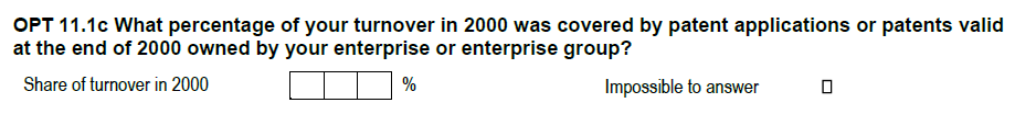 Survey question n° 11.1c, see PDF questionnaire document in CIS3 (1998-2000)