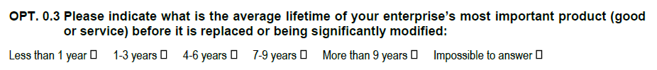 Survey question n° 0.3, see PDF questionnaire document in CIS3 (1998-2000)
