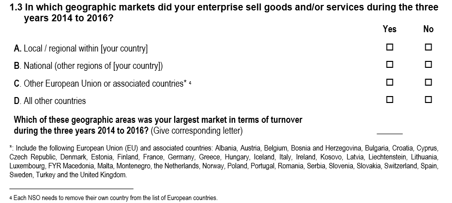 Survey question n° 1.3, see PDF questionnaire document in CIS2016