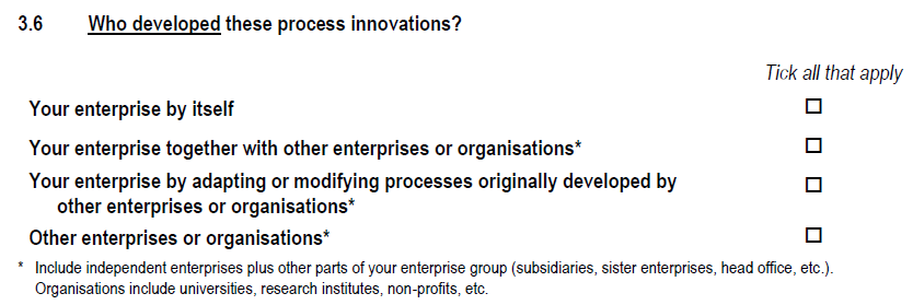 Survey question n° 3.6, see PDF questionnaire document in CIS2022