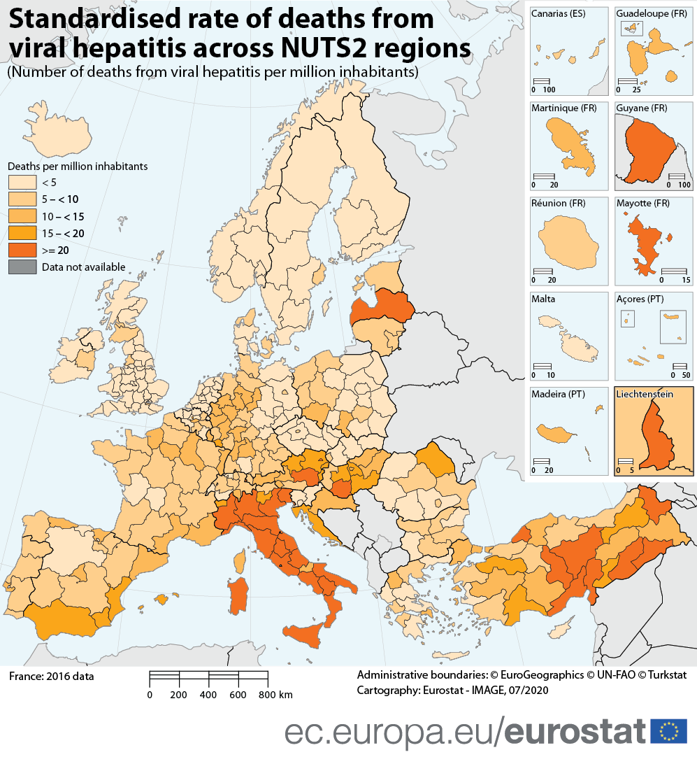 Infographic: Rate of deaths from viral hepatitis across NUTS2 regions