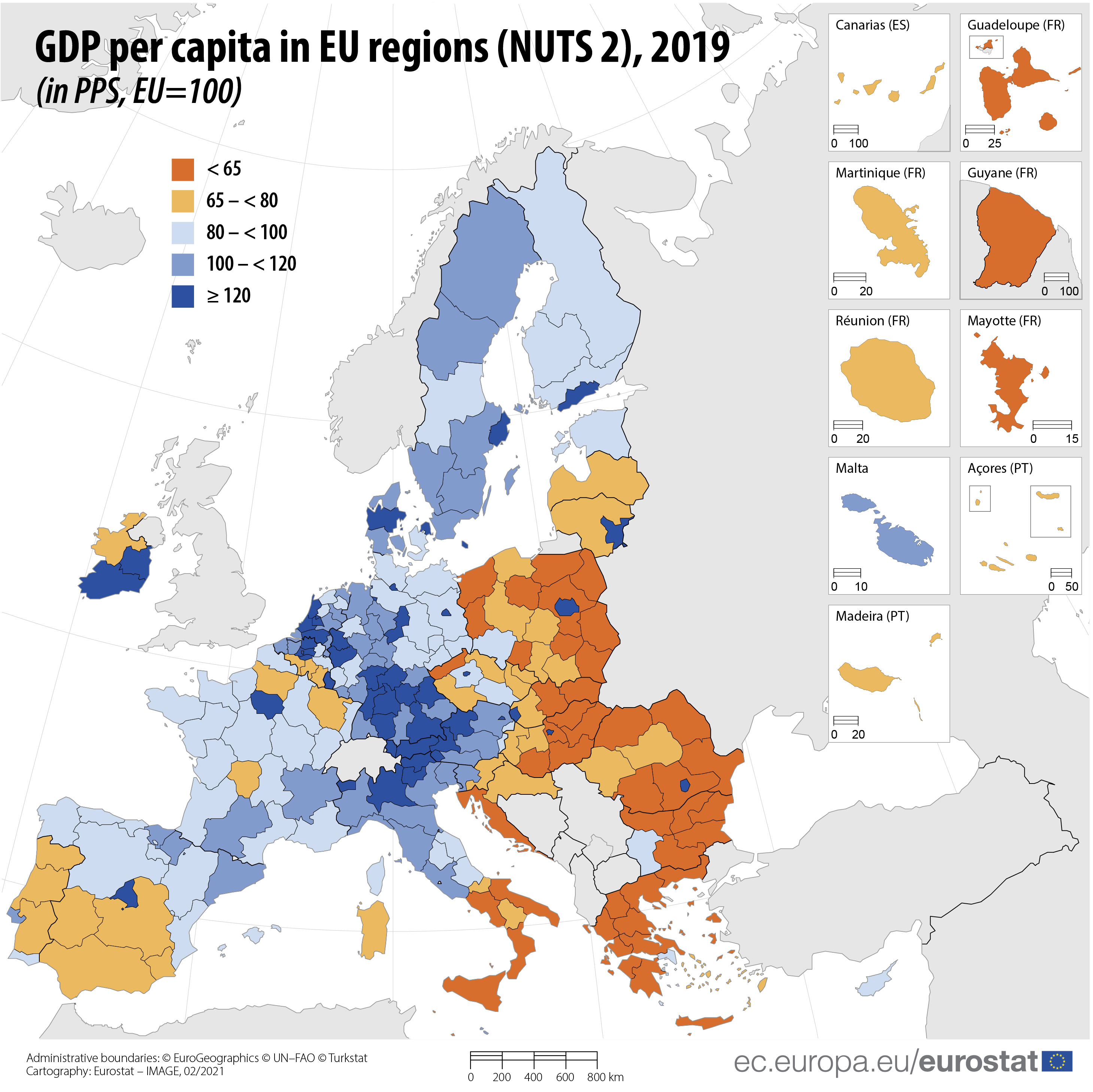 Regional Gdp Per Capita Ranged From 32 To 260 Of The Eu Average In 2019 Products Eurostat News Eurostat