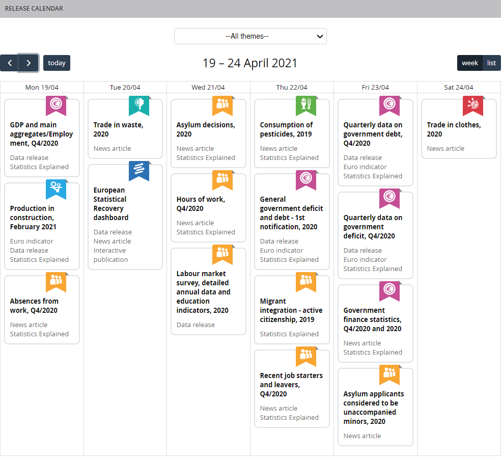 Image: New calendar of Eurostat publications 