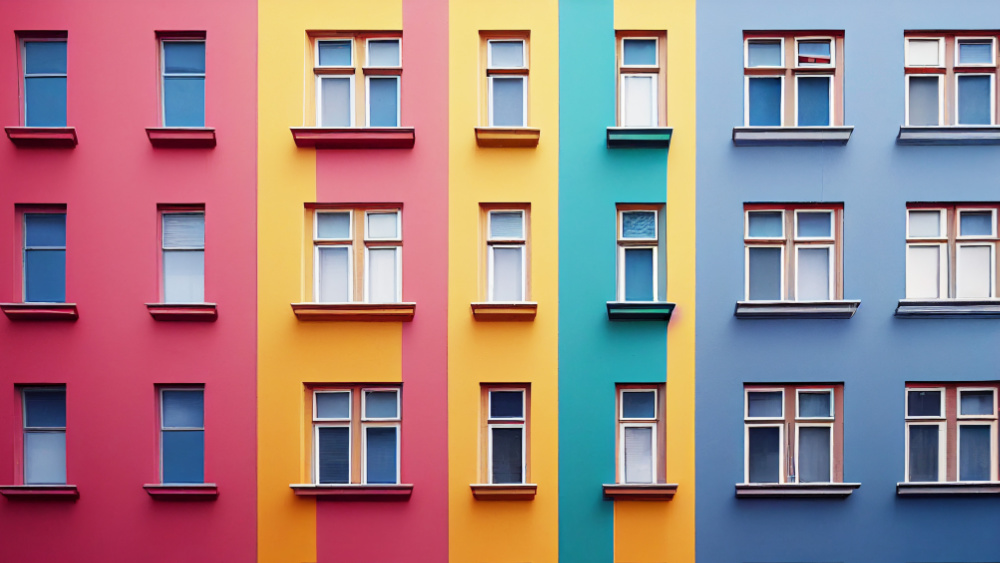 A set of colourful houses